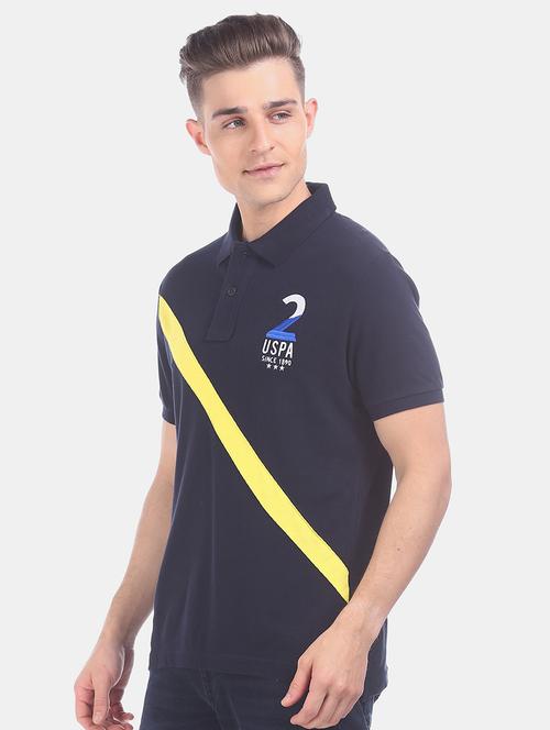 navy blue printed polo t-shirt - 17662477 - Very Small Image - 1