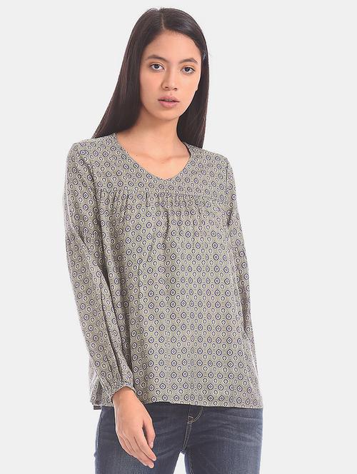 women's a line v neck top - 17663057 - Very Small Image - 1