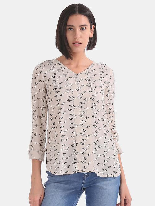 women's straight v neck top - 17663059 - Very Small Image - 1