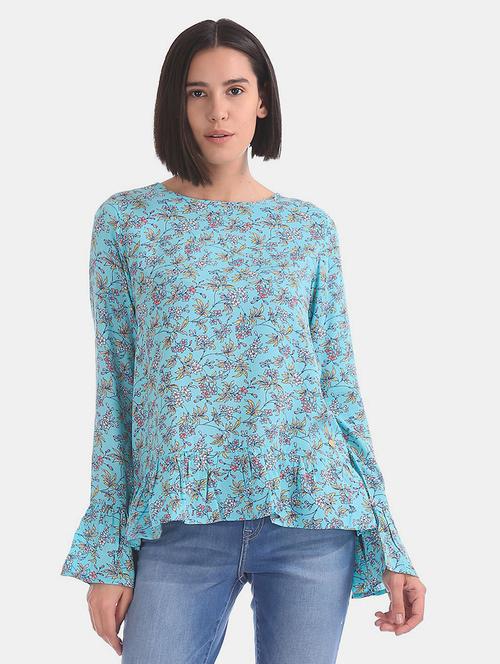 women's peplum round neck top - 17663102 - Very Small Image - 1