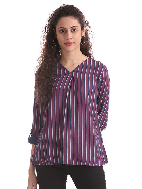 women's straight v neck top - 17663120 - Very Small Image - 1