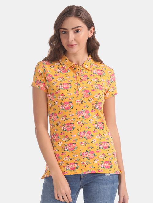 women's front print polo neck t-shirt - 17663196 - Very Small Image - 1