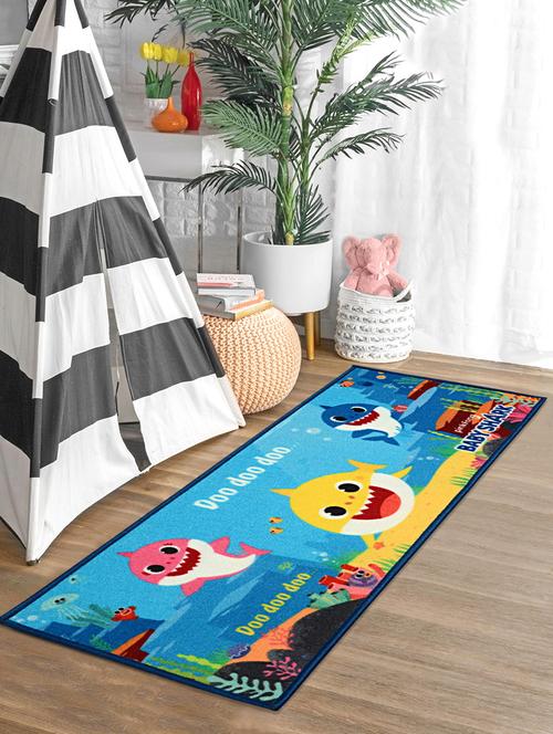 saral home baby shark anti-skid kids (pp) runner - (blue, 45x120 cms) - 17664626 - Very Small Image - 1