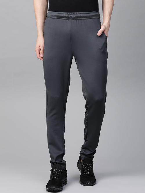 grey solid full length track pant - 17665139 - Very Small Image - 1