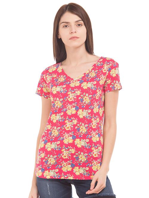 v-neck floral tee - 17665417 - Very Small Image - 1