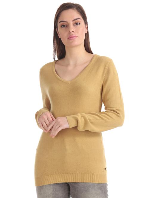 v-neck solid pullover - 17666597 - Very Small Image - 1