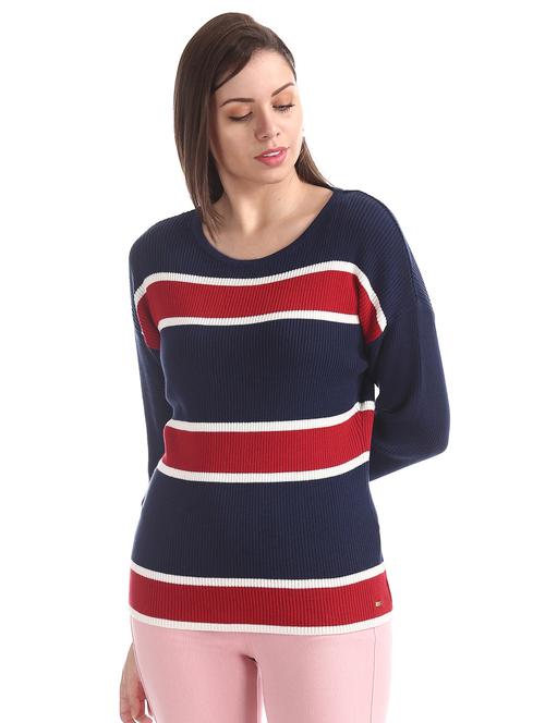 round neck striped pullover - 17666604 - Very Small Image - 1