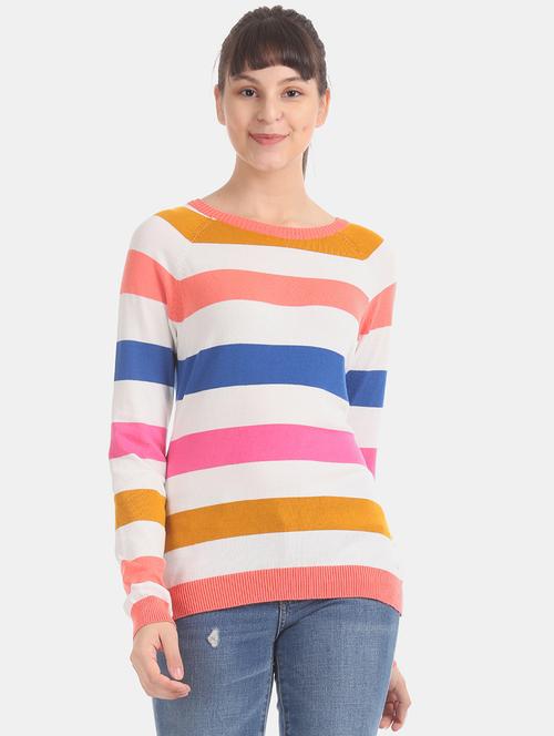 round neck striped  pullover - 17666610 - Very Small Image - 1