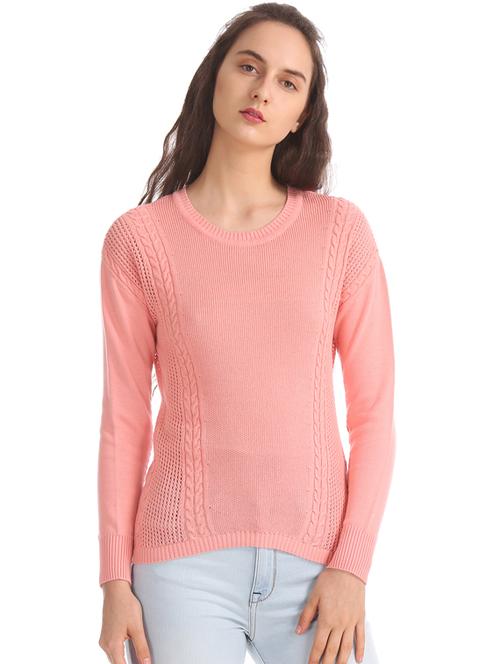 round neck textured pullover - 17666616 - Very Small Image - 1