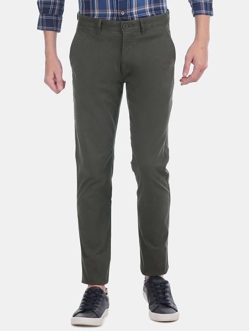 olive green flat front trouser - 17667184 - Very Small Image - 1