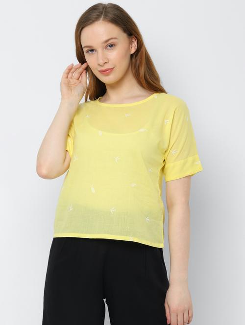 round neck embroidered detail top  - 17667312 - Very Small Image - 1