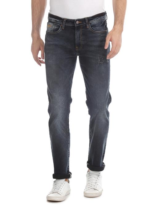 blue light washed distressed denim jean - 17667947 - Very Small Image - 1