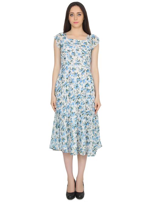 square neck floral a-line dress  - 17667977 - Very Small Image - 1
