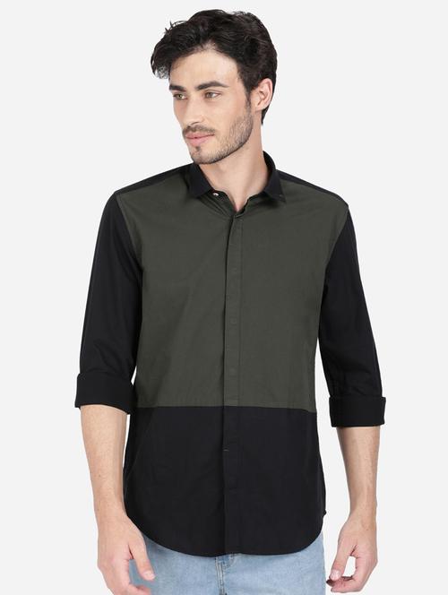 black color block casual shirt - 17668898 - Very Small Image - 1