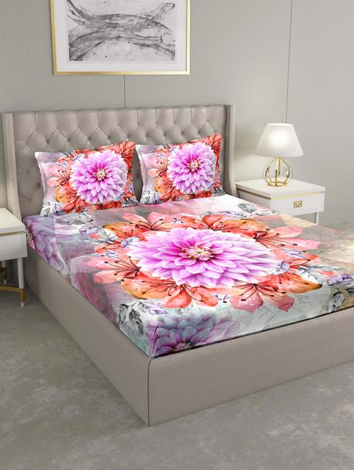 triton double bedshseet set king size cotton pink colour - 17669287 - Very Small Image - 1