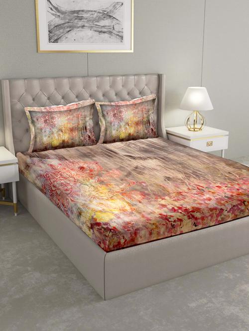 triton double bedshseet set king size cotton orange colour - 17669350 - Very Small Image - 1