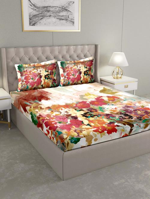 art of india double bedsheet set super king size cotton red colour - 17669450 - Very Small Image - 1