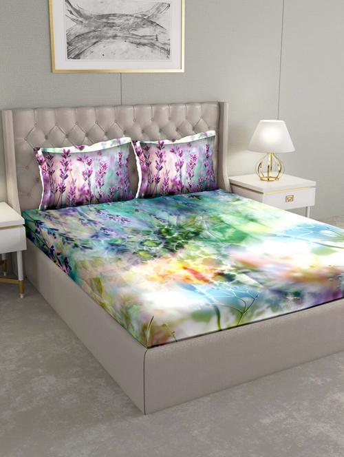 art of india double bedsheet set super king size cotton green colour - 17669454 - Very Small Image - 1