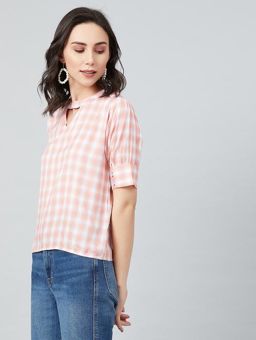 cut out detail checkered top  - 17669637 - Very Small Image - 1