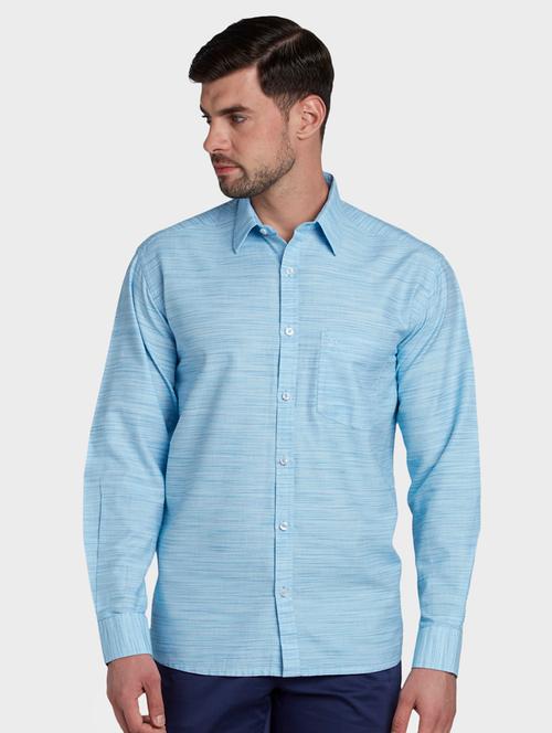 blue self design casual shirt - 17669749 - Very Small Image - 1