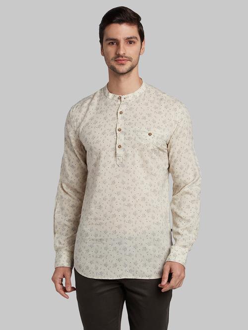 beige printed casual shirt - 17669990 - Very Small Image - 1