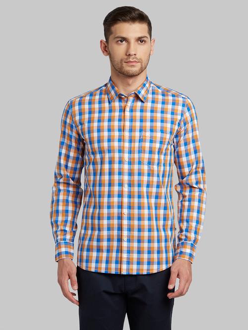 orange checkered casual shirt - 17670043 - Very Small Image - 1