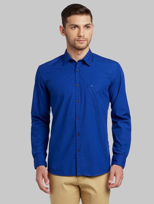 blue solid casual shirt - 17670065 - Very Small Image - 1