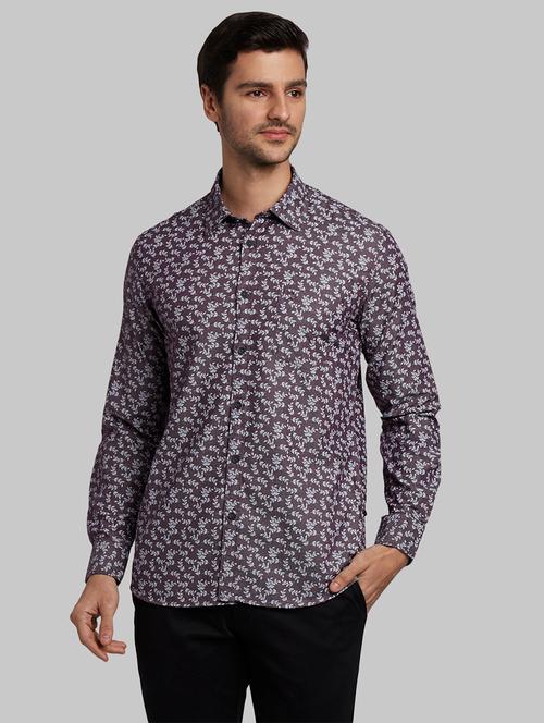 purple printed casual shirt - 17670169 - Very Small Image - 1