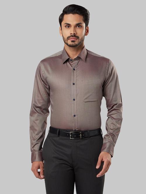brown self design formal shirt - 17670696 - Very Small Image - 1