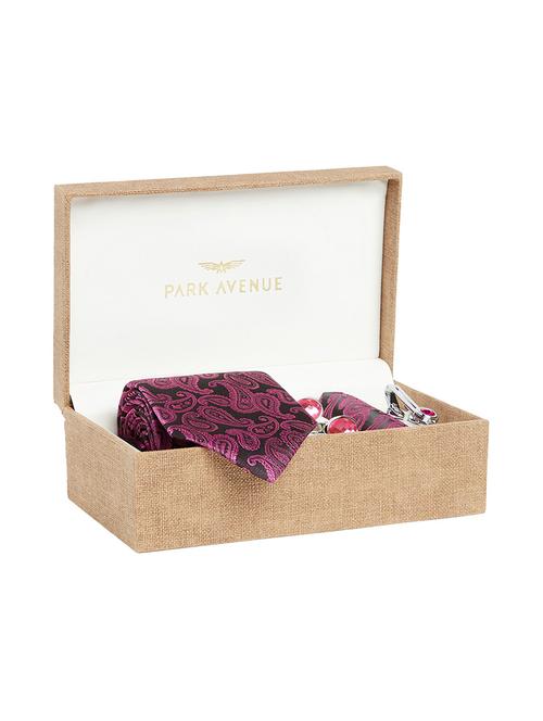 purple polyester tie with cufflinks - 17671398 - Very Small Image - 1