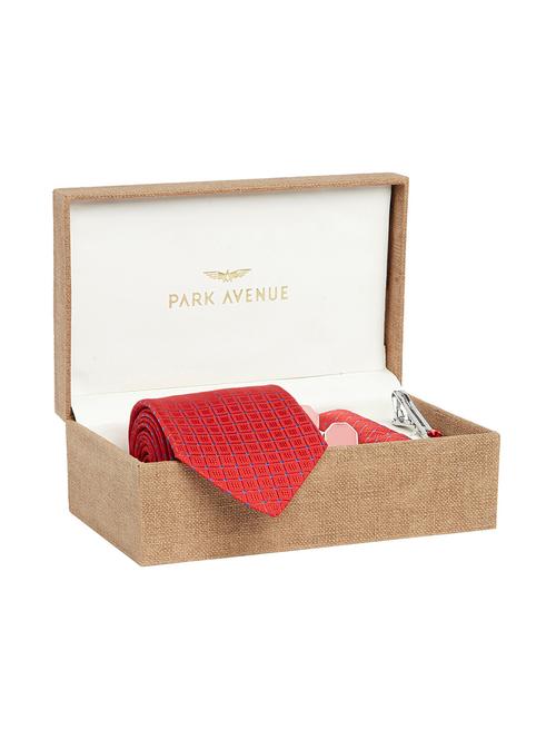 red polyester  (tie, cufflinks & pocket square) - 17671400 - Very Small Image - 1