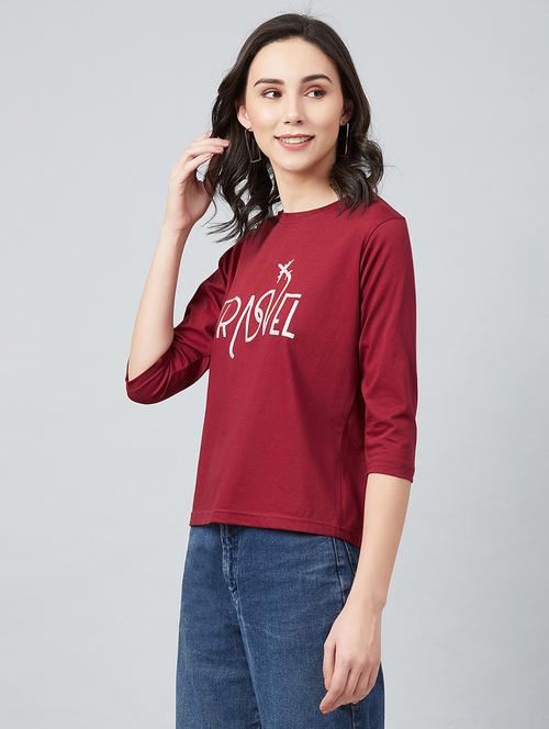 women's chest print crew neck t-shirt - 17671438 - Very Small Image - 1