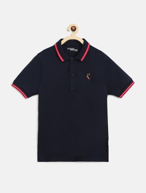 navy blue solid polo  t-shirt - 17672494 - Very Small Image - 1
