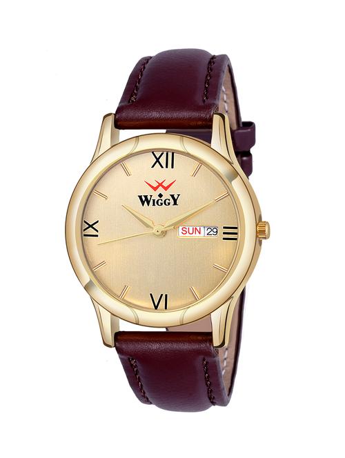 wiggy g-228 day & date leather analog watch for men and boys - 17672721 - Very Small Image - 1