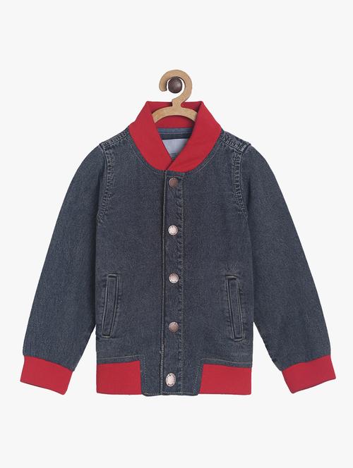 dark blue cotton regular jackets & coat - 17673225 - Very Small Image - 1