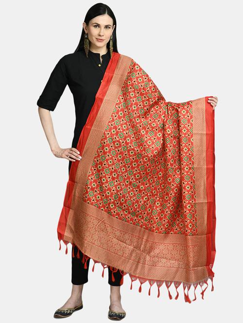red silk blend dupatta - 17676442 - Very Small Image - 1