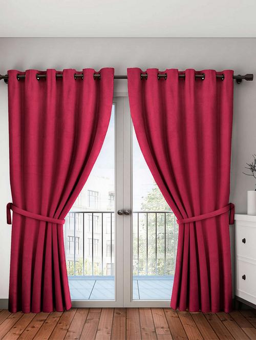 bianca minimal-satin blackout curtain [blocks 99% sunlight & reduces noise] -1pc 9 feet (blackout) abstract-maroon - 17677240 - Very Small Image - 1