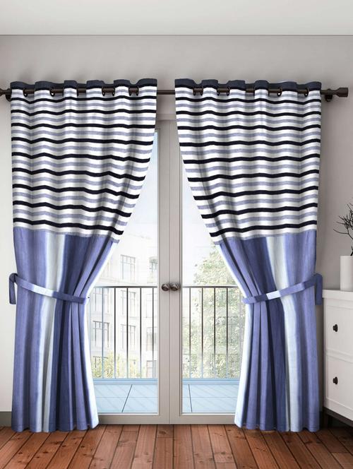 bianca breezy textured fabric curtain & top design [eyelet pattern] -1pc 7 feet (pure living retreat) abstract-black - 17677241 - Very Small Image - 1