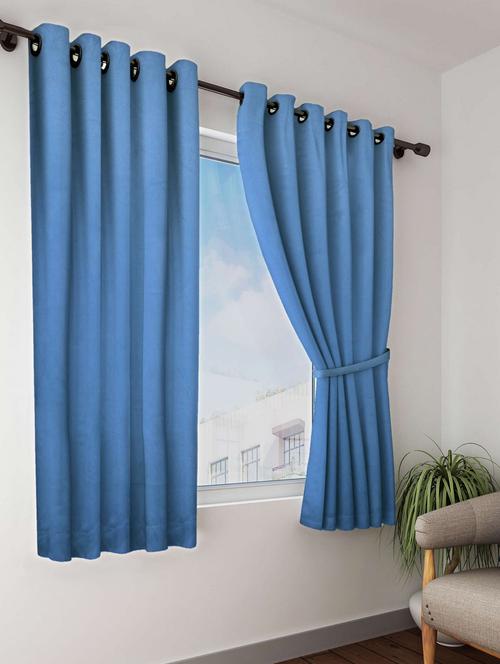 bianca minimal-satin blackout curtain [blocks 99% sunlight & reduces noise] -1pc 5 feet (blackout) abstract-blue - 17677255 - Very Small Image - 1