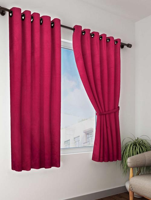 bianca minimal-satin blackout curtain [blocks 99% sunlight & reduces noise] -1pc 5 feet (blackout) abstract-maroon - 17677258 - Very Small Image - 1