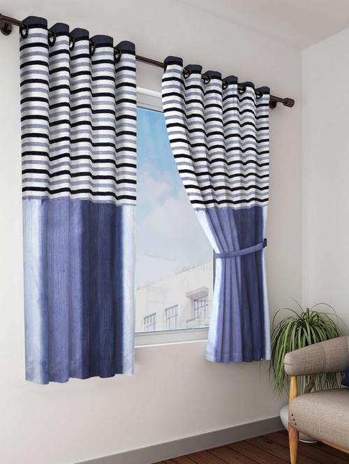 bianca breezy textured fabric curtain & top design [eyelet pattern] -1pc 5 feet (pure living retreat) abstract-black - 17677259 - Very Small Image - 1