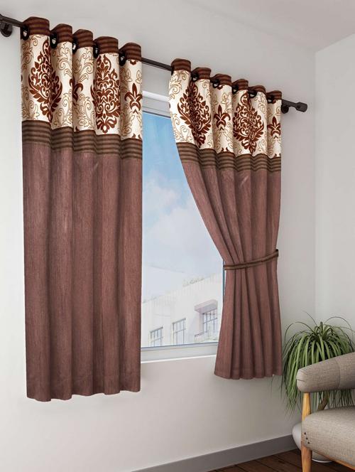 bianca breezy textured fabric curtain & top design [eyelet pattern] -1pc 5 feet (pure living retreat) abstract-coffee - 17677261 - Very Small Image - 1