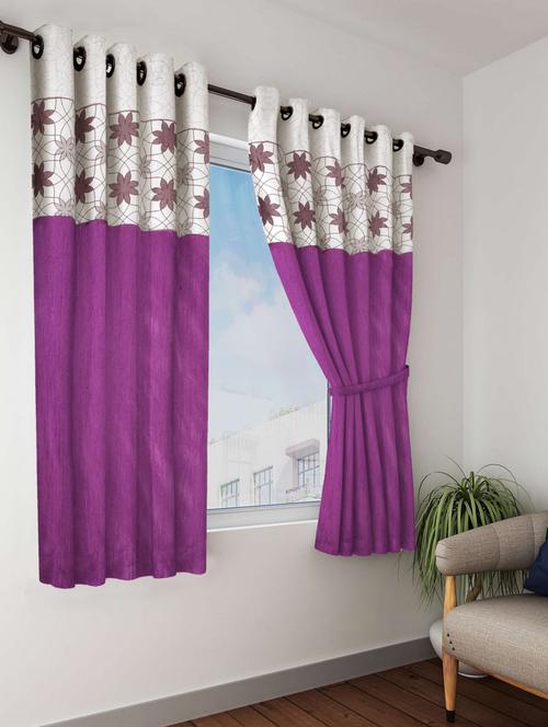 bianca breezy textured fabric curtain & top design [eyelet pattern] -1pc 5 feet (pure living retreat) abstract-wine - 17677262 - Very Small Image - 1