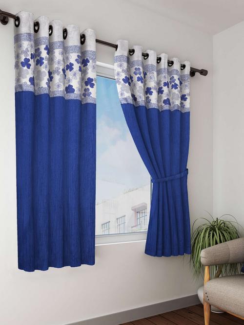 bianca breezy textured fabric curtain & top design [eyelet pattern] -1pc 5 feet (pure living retreat) abstract-blue - 17677264 - Very Small Image - 1