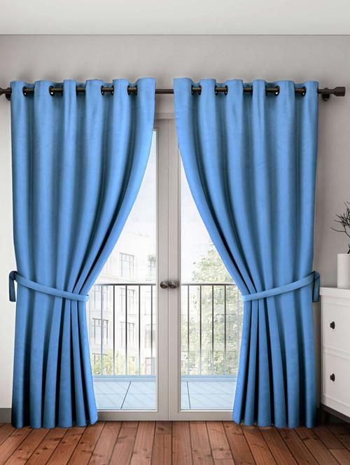 bianca minimal-satin blackout curtain [blocks 99% sunlight & reduces noise] -2pc 9 feet (blackout) plain-blue - 17677273 - Very Small Image - 1