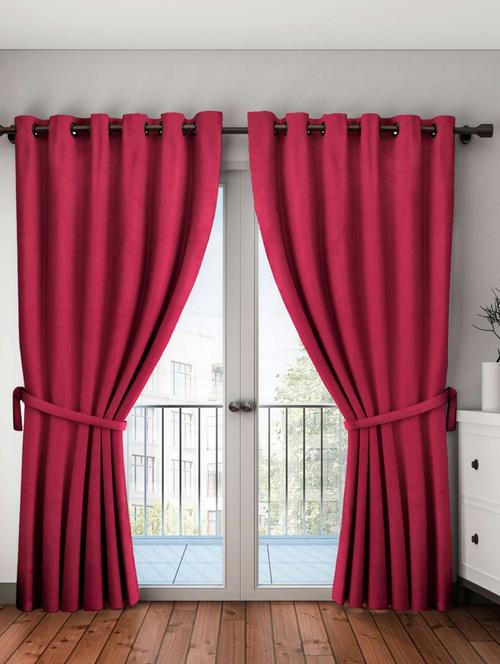 bianca minimal-satin blackout curtain [blocks 99% sunlight & reduces noise] -2pc 9 feet (blackout) plain-maroon - 17677276 - Very Small Image - 1