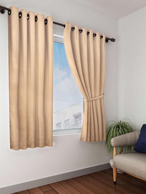 bianca minimal-satin blackout curtain [blocks 99% sunlight & reduces noise] -2pc 5 feet (blackout) plain-dk.gold - 17677277 - Very Small Image - 1