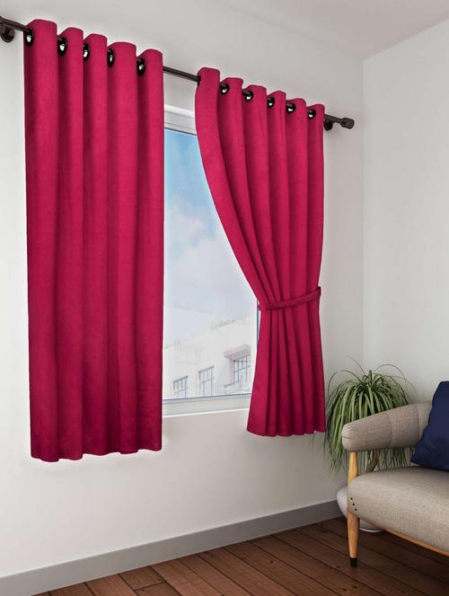 bianca minimal-satin blackout curtain [blocks 99% sunlight & reduces noise] -2pc 5 feet (blackout) plain-maroon - 17677282 - Very Small Image - 1