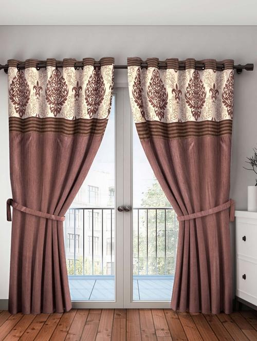 bianca breezy textured fabric curtain & top design [eyelet pattern] -2pc 9 feet (pure living retreat) mix-match-coffee - 17677291 - Very Small Image - 1