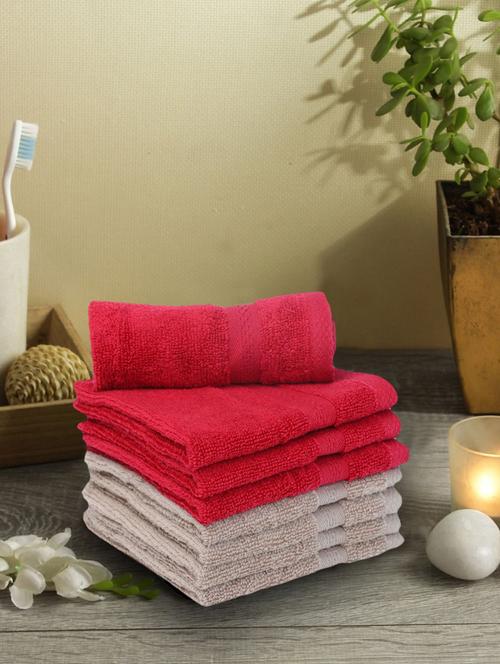 bianca zero-twist 100% cotton ultra-fluffy towels -8pc face towel (paradiso) solid-burgundy/wheat - 17677716 - Very Small Image - 1